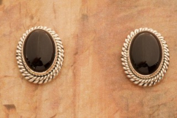 Artie Yellowhorse Genuine Black Onyx Sterling Silver Post Earrings